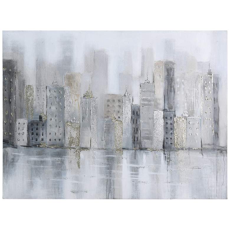 Image 3 Foggy City 40" Wide Textured Metallic Canvas Wall Art