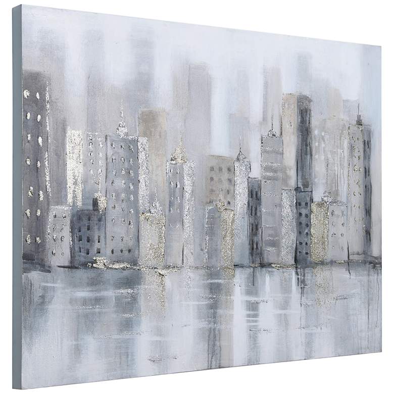 Image 7 Foggy City 40" Wide Textured Metallic Canvas Wall Art more views