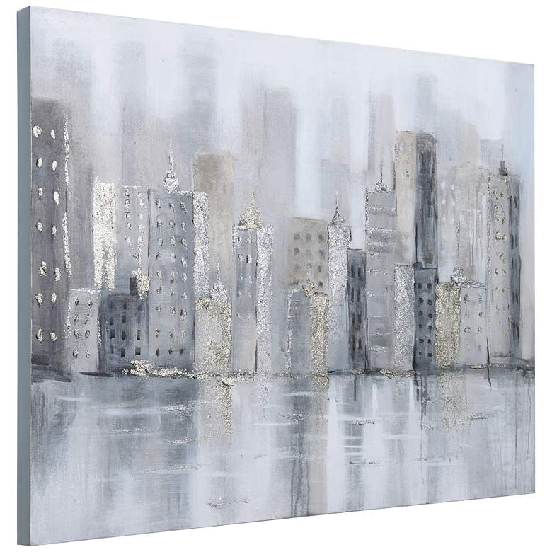 Image 7 Foggy City 40 inch Wide Textured Metallic Canvas Wall Art more views