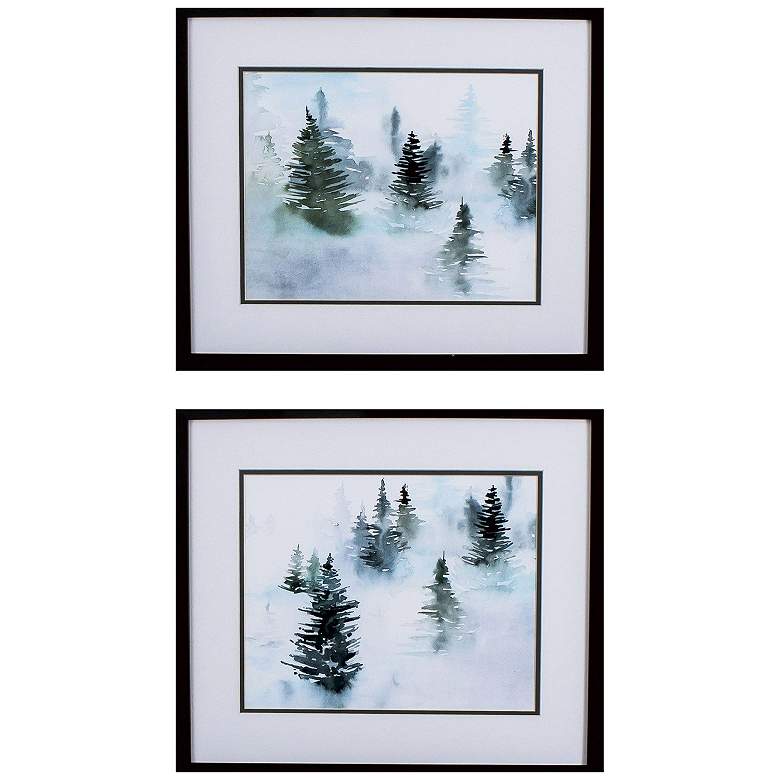 Image 1 Foggy Evergreens 20"W x 17"H Framed Art Set of 2
