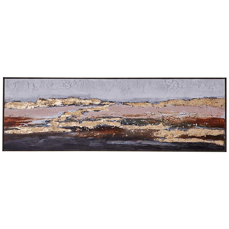 Image 1 Foiled and Brushstrokes Geode 59"W Framed Canvas Wall Art