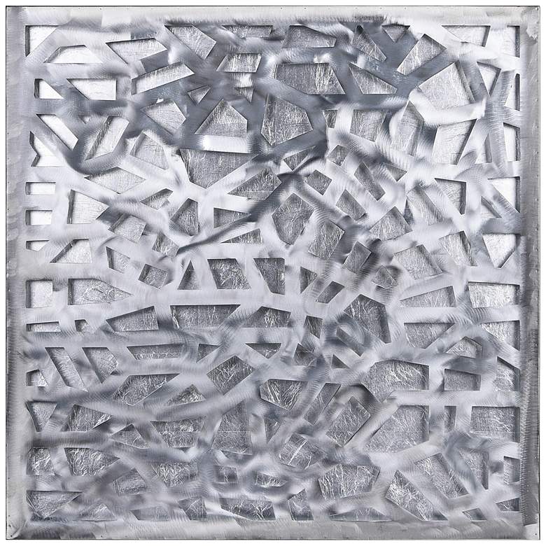 Image 2 Foiled Silver Leaf 32" Square 3D Metal Wall Art