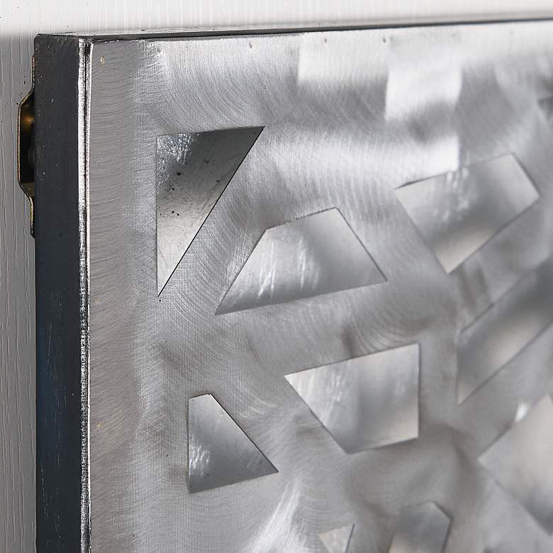 Image 3 Foiled Silver Leaf 32" Square 3D Metal Wall Art more views