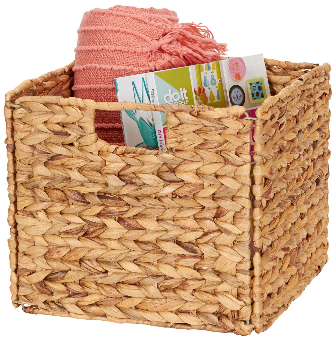 Image 6 Foldable Wicker Storage Bin, Water Hyacinth, Natural more views