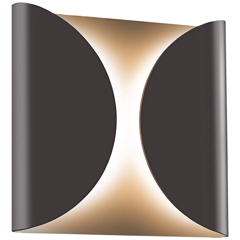 Image 1 Folds 8 inch High Textured Bronze Outdoor LED Wall Light