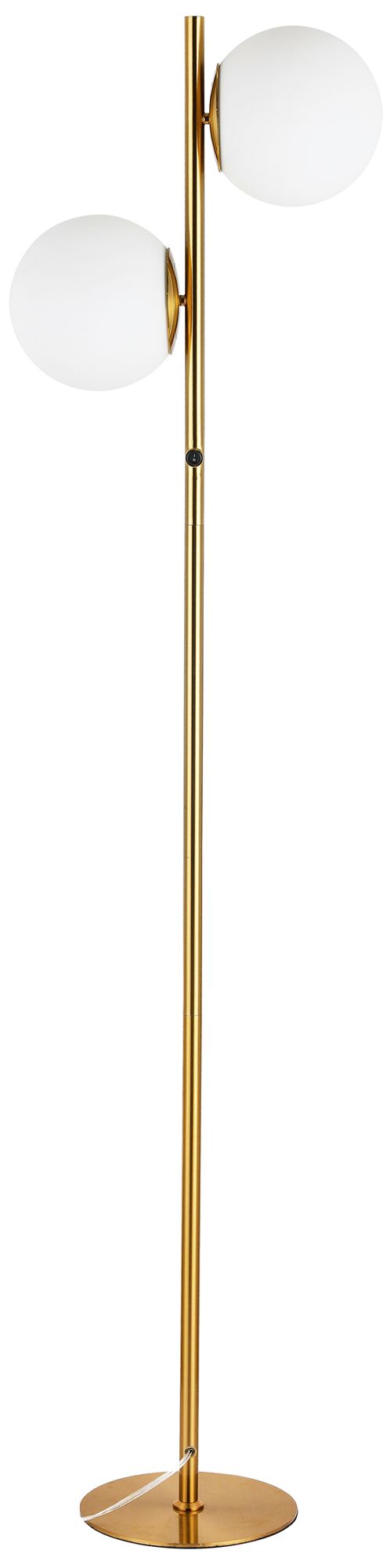 Folgar 66.75" High 2 Light Aged Brass Floor Lamp With White Opal Glass