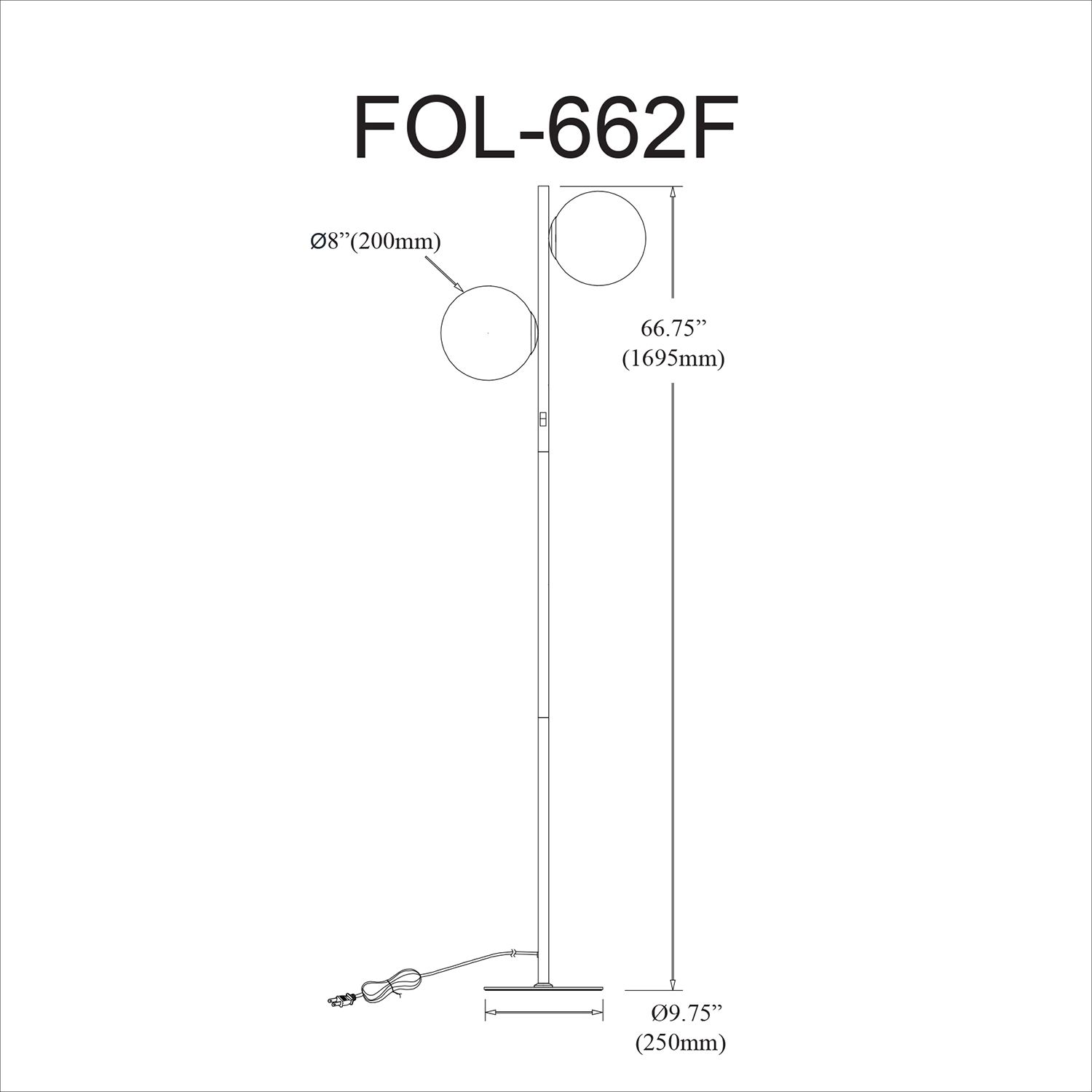 Image 3 Folgar 66.75" High 2 Light Aged Brass Floor Lamp With White Opal Glass more views