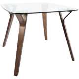 Folia 38 1/2&quot; Wide Clear Glass and Walnut Wood Dining Table