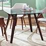 Folia 38 1/2" Wide Clear Glass and Walnut Wood Dining Table