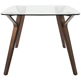 Image3 of Folia 38 1/2" Wide Clear Glass and Walnut Wood Dining Table more views