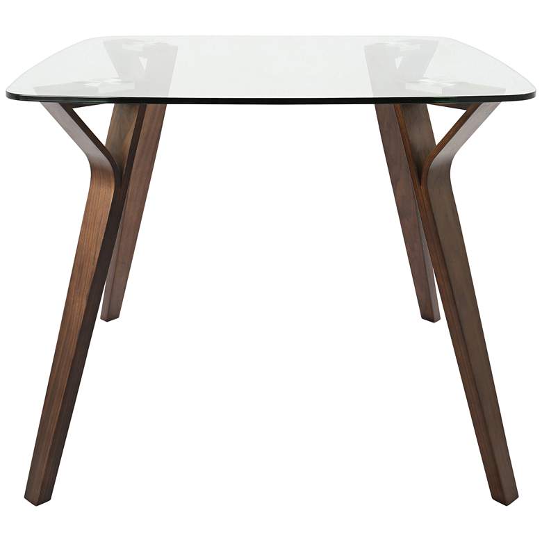 Image 3 Folia 38 1/2 inch Wide Clear Glass and Walnut Wood Dining Table more views
