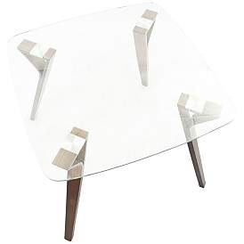 Image4 of Folia 38 1/2" Wide Clear Glass and Walnut Wood Dining Table more views