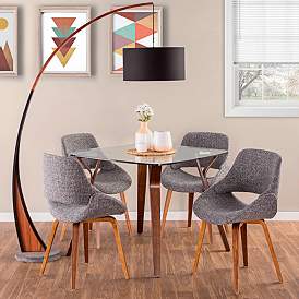 Image5 of Folia 38 1/2" Wide Clear Glass and Walnut Wood Dining Table more views