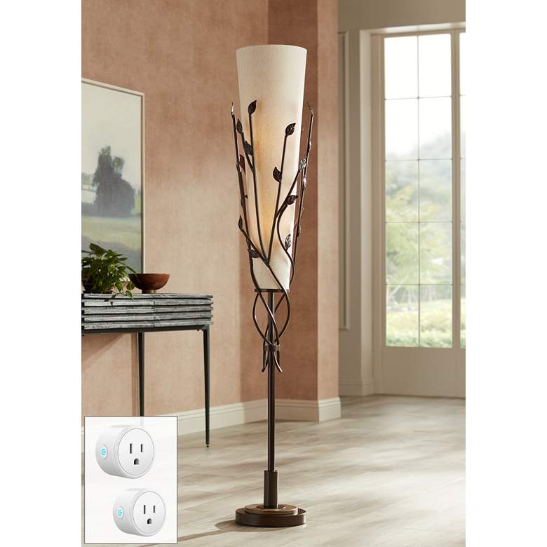 Image 1 Folia Bronze Organic Vine Uplight Floor Lamp w/ Smart Socket