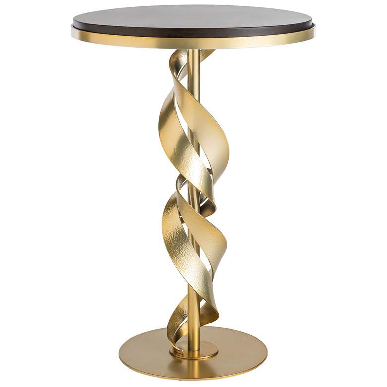 Image 1 Folio 18.4" Wide Espresso Maple Wood Top Modern Brass Accent Table
