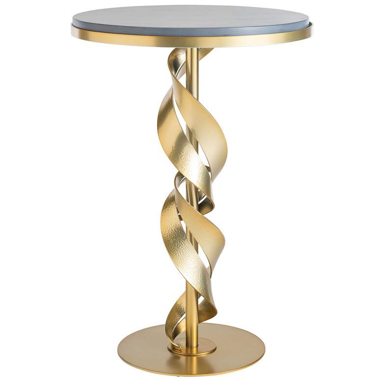 Image 1 Folio 18.4" Wide Grey Maple Wood Top Modern Brass Accent Table