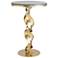 Folio 18.4" Wide Grey Maple Wood Top Modern Brass Accent Table