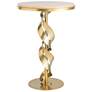 Folio 18.4" Wide Natural Maple Wood Top Modern Brass Accent Table