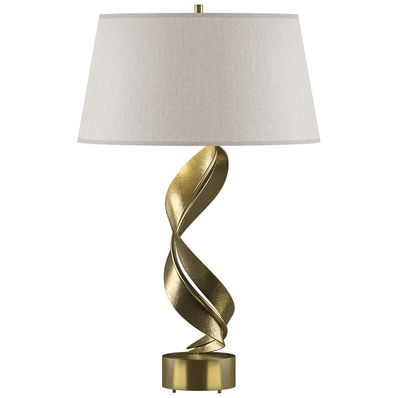 Image 1 Folio 25.1 inch High Modern Brass Table Lamp With Flax Shade