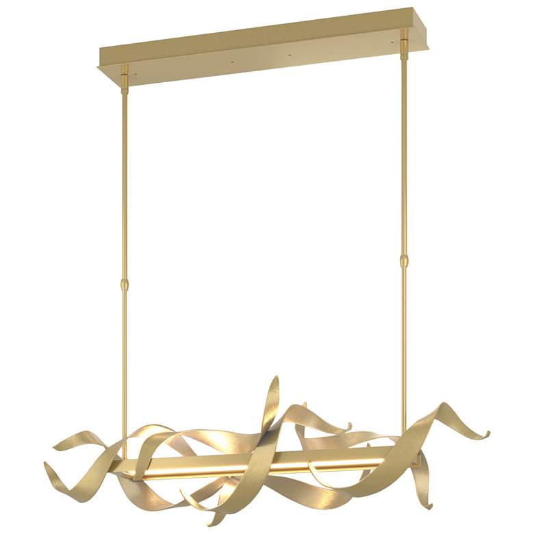 Image 1 Folio 37 3/4 inch Wide Brass LED Linear Pendant Light