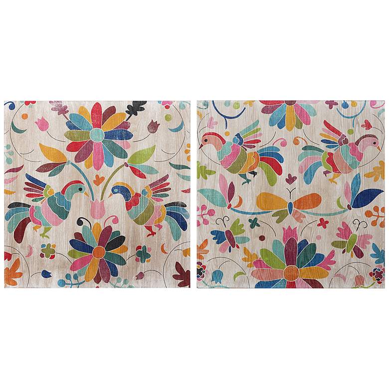 Image 2 Folklorica 24" Square 2-Piece Giclee Wood Wall Art Set