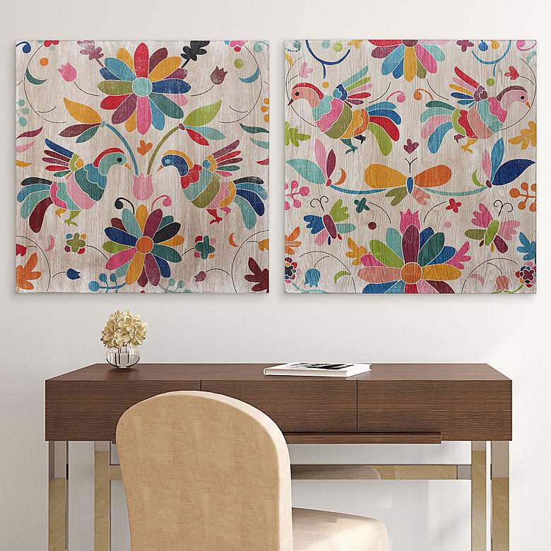 Image 1 Folklorica 24" Square 2-Piece Giclee Wood Wall Art Set