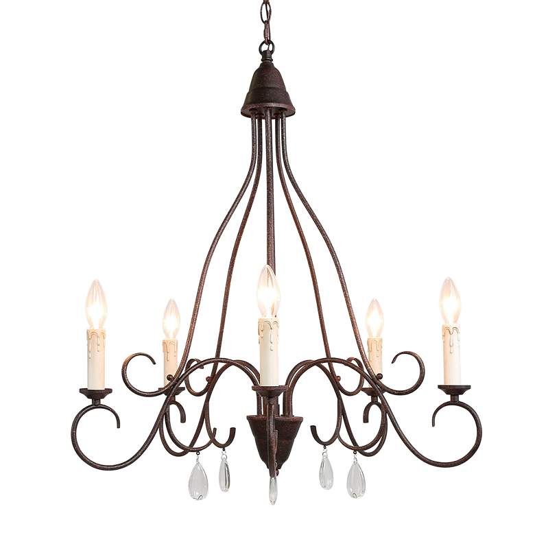 Image 2 Folla 26" Wide Rustic Iron 5-Light Candle Chandelier