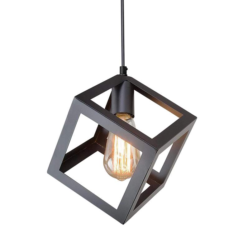 Image 1 Folla 6 1/4" Wide Black Metal Mini Pendant
