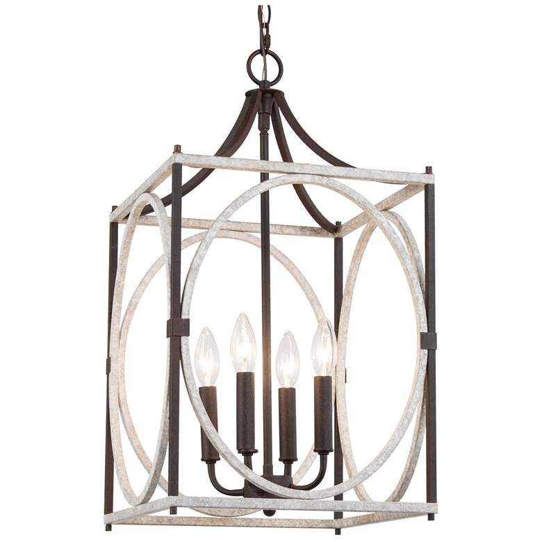 Image 1 Follio 12.6 inch Wide Gray White 4-Light Lantern Chandelier