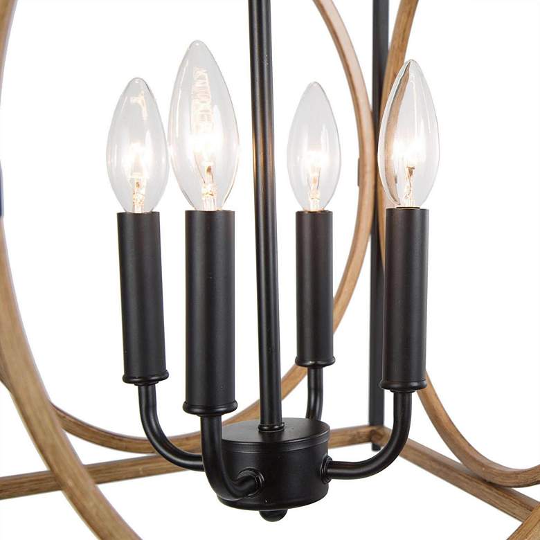 Image 2 Follio 12 1/2"W Faux Wood Black 4-Light Lantern Chandelier more views