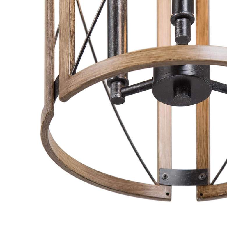 Image 3 Follio 12 inch Wide Faux Wood Black 3-Light Mini-Chandelier more views