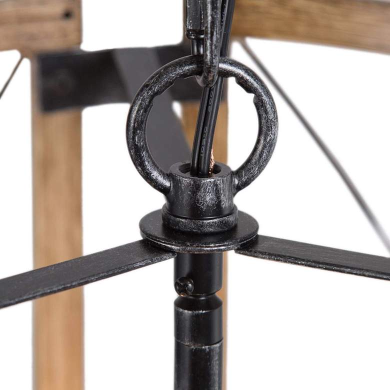 Image 4 Follio 12" Wide Faux Wood Black 3-Light Mini-Chandelier more views