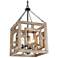 Follio 13.8" Wide Distressed Wood 4-Light Lantern Chandelier