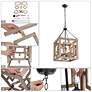 5_Follio 13.8" Wide Distressed Wood 4-Light Lantern Chandelier more views