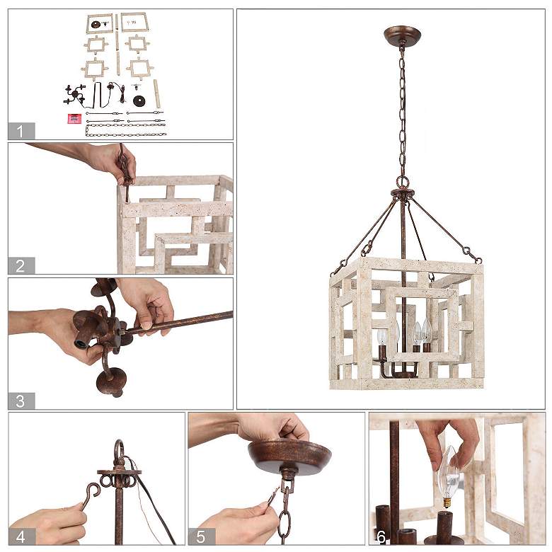 Image 5 Follio 13.8" Wide Weathered Wood 4-Light Lantern Chandelier more views