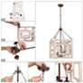 5_Follio 13.8" Wide Weathered Wood 4-Light Lantern Chandelier more views
