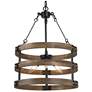 1_Follio 15.7" Wide 3-Light Antique Wood Drum Chandelier