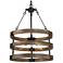 Follio 15.7" Wide 3-Light Antique Wood Drum Chandelier