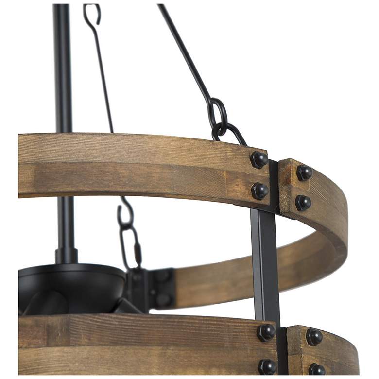 Image 4 Follio 15.7" Wide 3-Light Antique Wood Drum Chandelier more views