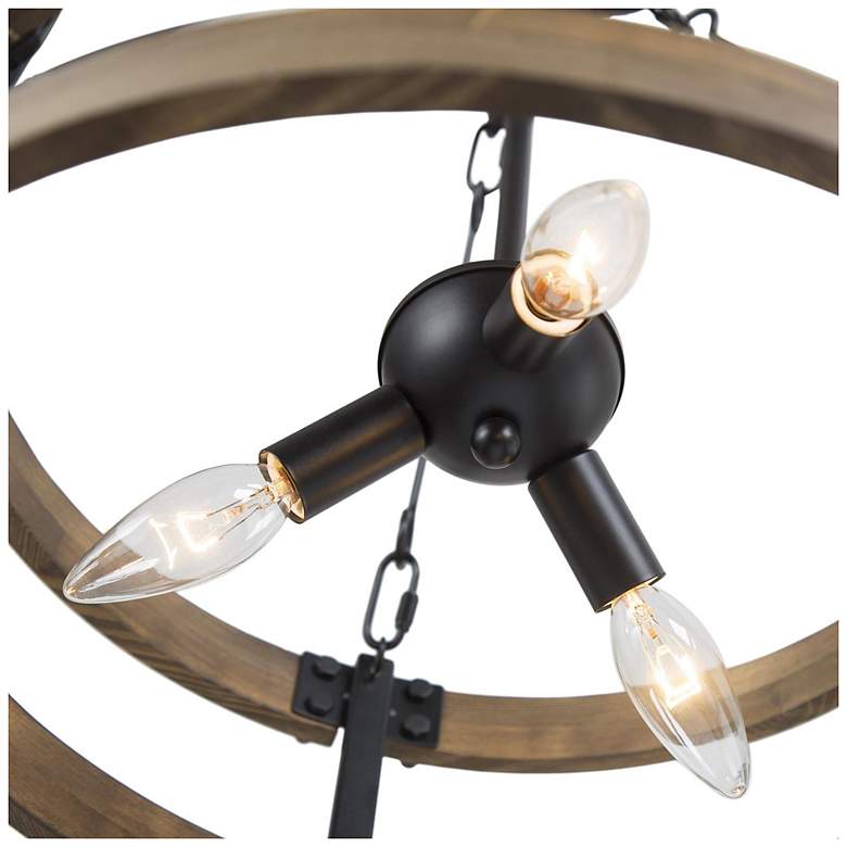 Image 5 Follio 15.7" Wide 3-Light Antique Wood Drum Chandelier more views