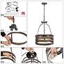 5_Follio 15.7" Wide Bronze 4-Light Drum Chandelier more views