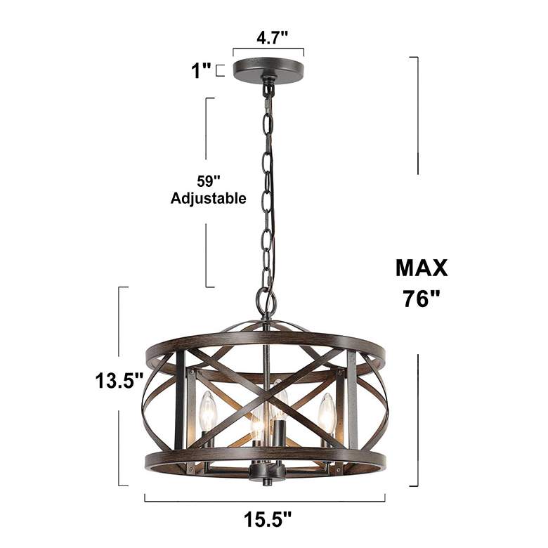 Image 5 Follio 15 1/2" Wide Dark Bronze Metal 4-Light Drum Chandelier more views
