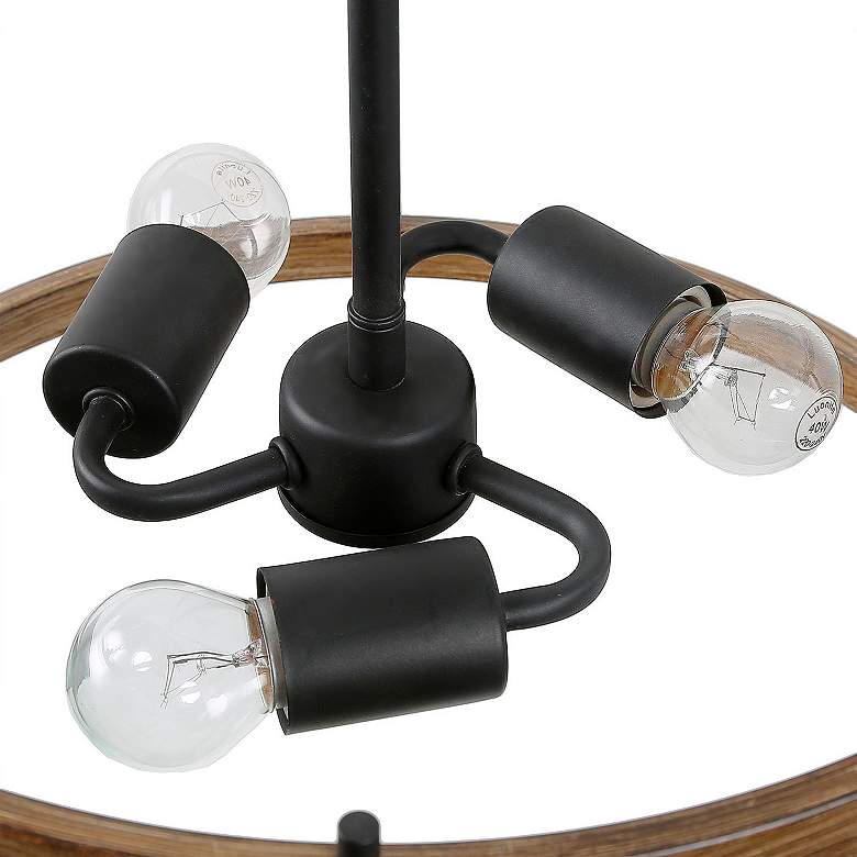 Image 5 Follio 15 3/4" Wide Pine Faux Wood 3-Light Chandelier more views