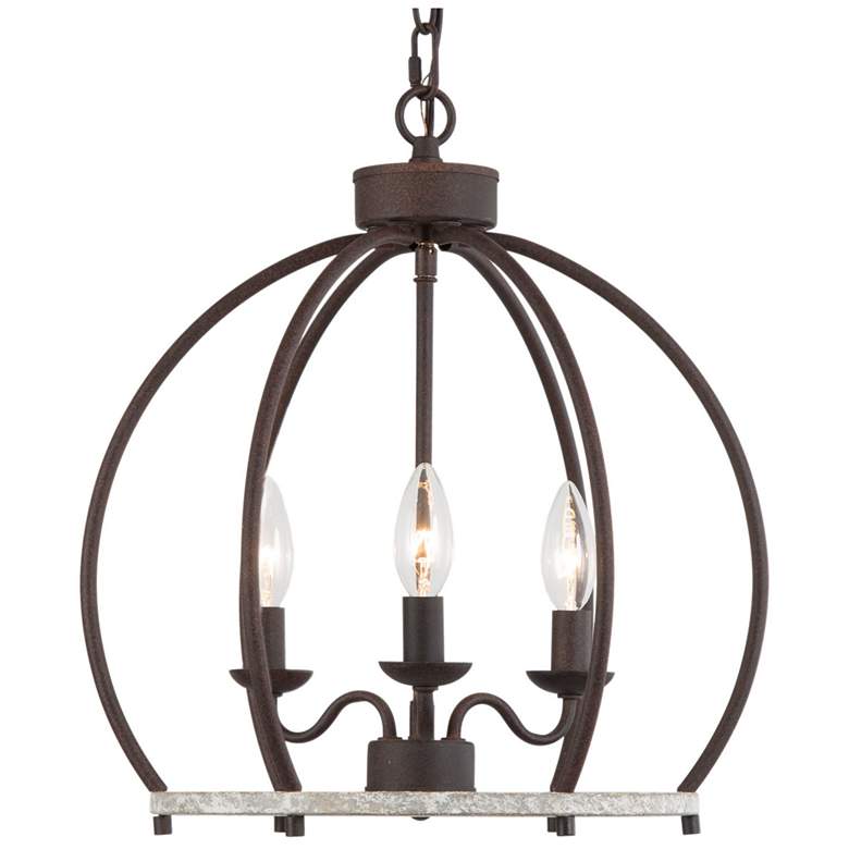 Image 1 Follio 15" Wide Aged Iron 3-Light Dome Chandelier