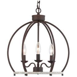 Follio 15&quot; Wide Aged Iron 3-Light Dome Chandelier