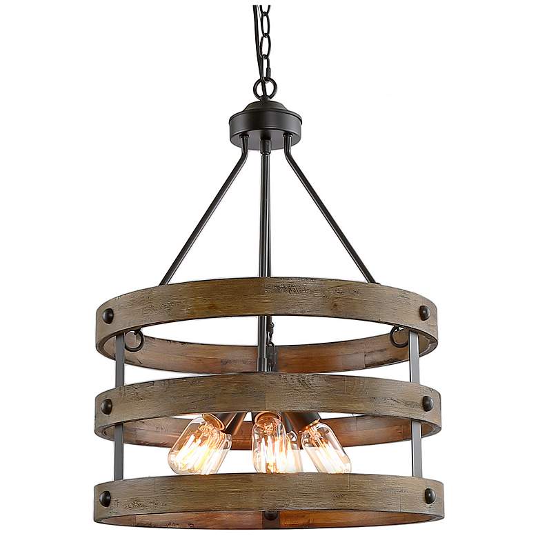 Image 1 Follio 18" Wide 5-Light Antique Wood Chandelier