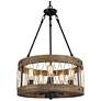 1_Follio 18" Wide 5-Light Rustic Wood Drum Chandelier