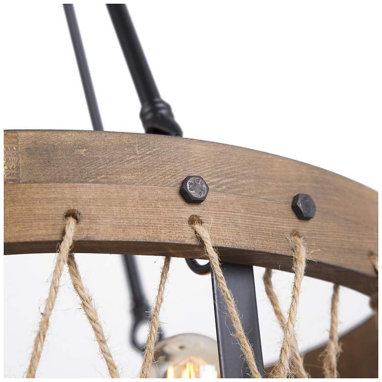 Image 2 Follio 18" Wide 5-Light Rustic Wood Drum Chandelier more views