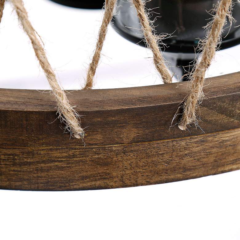 Image 4 Follio 19" Wide Matte Black and Natural Wood Pendant Light more views
