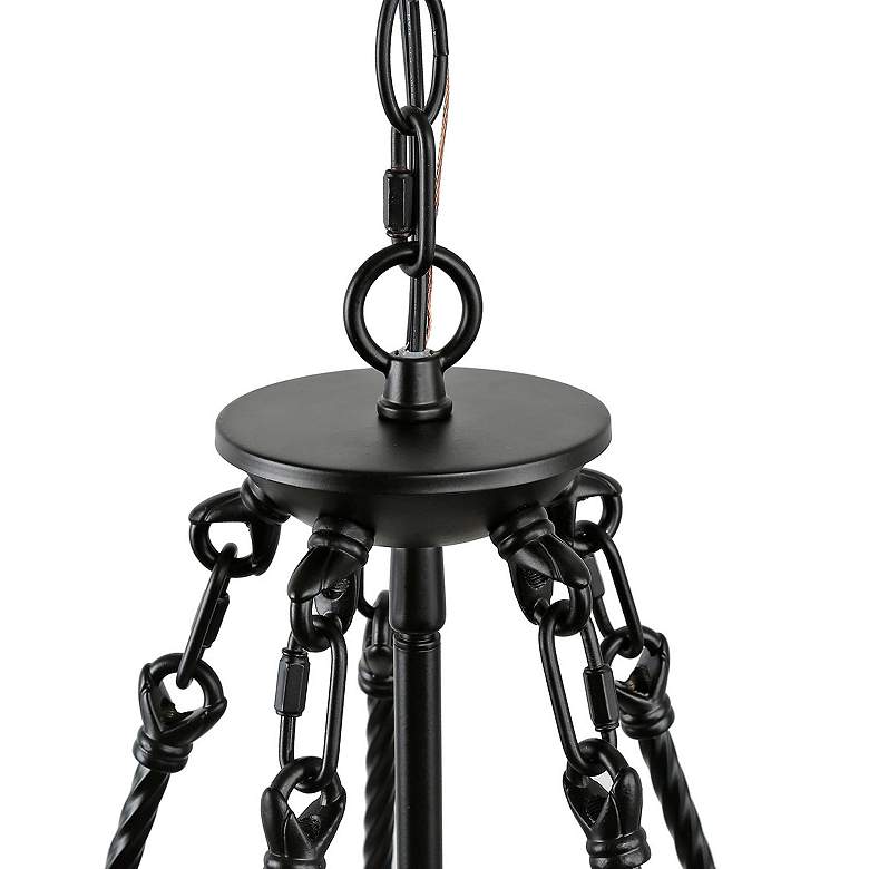 Image 6 Follio 19" Wide Matte Black and Natural Wood Pendant Light more views